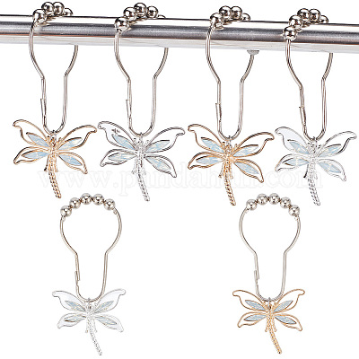 12PCS White Decorative Flower Shower Curtain Hooks Metal U Shape,Decorative  Hooks for Shower Curtains 