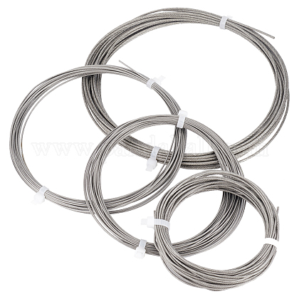 BENECREAT 4Roll 1mm/1.2mm/1.5mm/2mm 304 Plastic Coated Stainless Steel Wire TWIR-BC0001-39-1