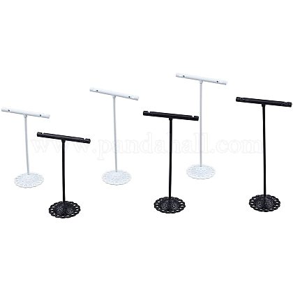 FINGERINSPIRE 6Pcs Earring T Stand Iron T Bar Earring Display Jewlery Showcase Organizer Display Rack for Photography Jewelry Props【Black/White-Round Base EDIS-FG0001-11-1