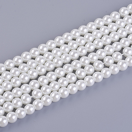 Eco-Friendly Dyed Glass Pearl Round Bead Strand...