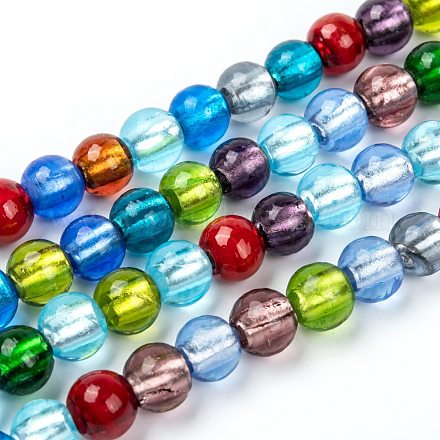 Chapelets de perles de feuille d'argent en verre SL02-1