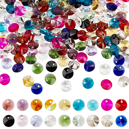 NBEADS 180 Pcs 18 Colors Glass Rhinestone Beads RGLA-NB0001-05-1