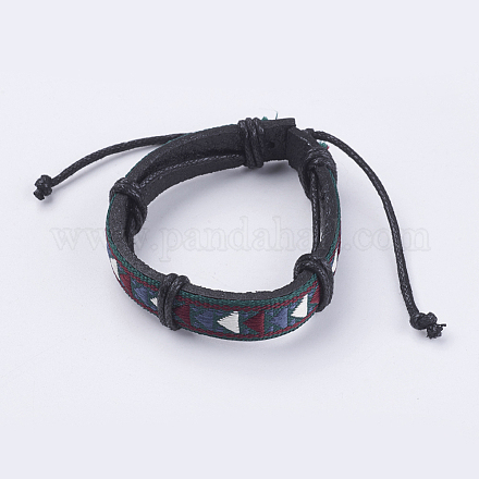 Bracelets réglables unisexe en corde de peau de vache BJEW-F300-01A-1