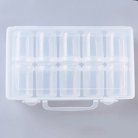 プラスチックビーズ収納ケース  取り外し可能な  10のコンパートメント  長方形  透明  22.5x13x5.2cm  10つのコンパートメント/ボックス CON-L009-05-1