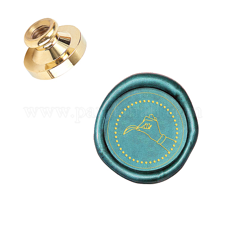 SUPERDANT Wax Seal Stamp Head 25mm Hand Leaf Pattern Stamp Removable Retro Sealing Brass Stamp Head for Envelopes AJEW-WH0130-656-1