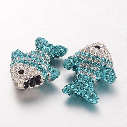 Handmade Polymer Clay Rhinestone Beads RB-O034-03D-1