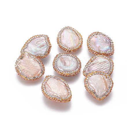 Perlas naturales abalorios de agua dulce cultivadas PEAR-F015-13A-1