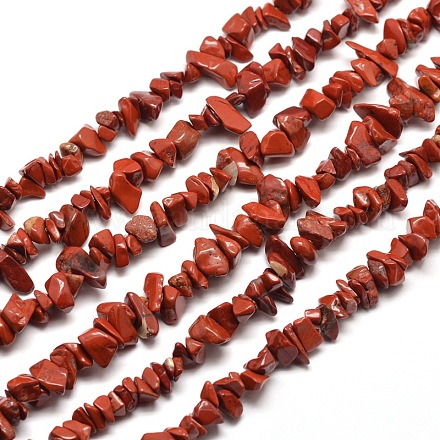 Natürliche rote Perle Jaspis Chip Stränge G-M205-27-1