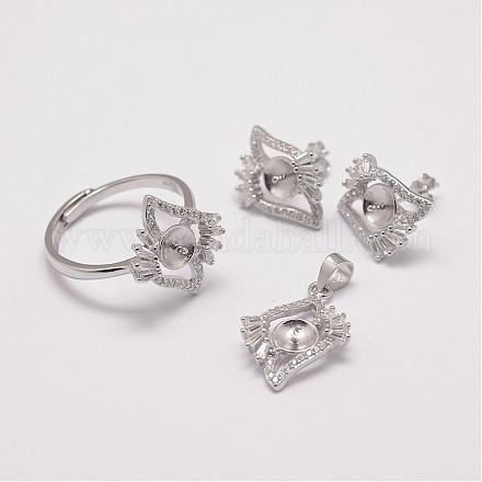 Kits de bijoux avec pendentif & clous d'oreilles & bagues en argent sterlin SJEW-P083-01-1