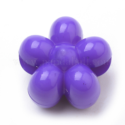 オペークアクリルヨーロピアンビーズ  大きな穴  花  青紫色  16.5x12mm  穴：5mm  約338個/500g SACR-Q190-26A-1