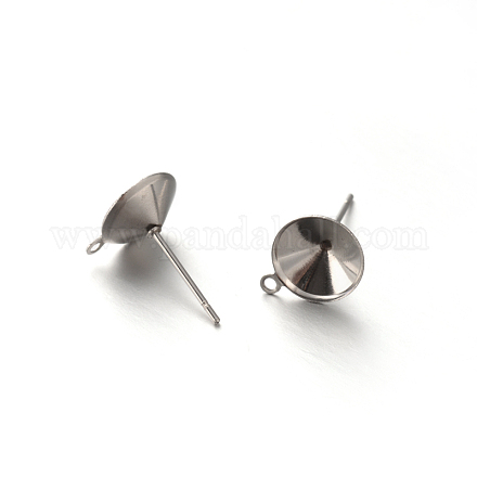 Supports de clou d'oreille en 304 acier inoxydable pour strass xilion rivoli pointu dans le dos et pendentif STAS-E088-15-8.5mm-1