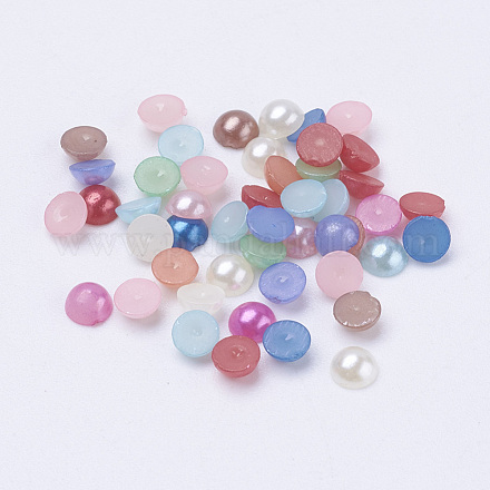 Half Round Domed Imitated Pearl Acrylic Cabochons X-OACR-H001-4x2mm-1