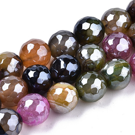 Galvanisieren natürliche Achat Perlen Stränge G-T131-55-36-1