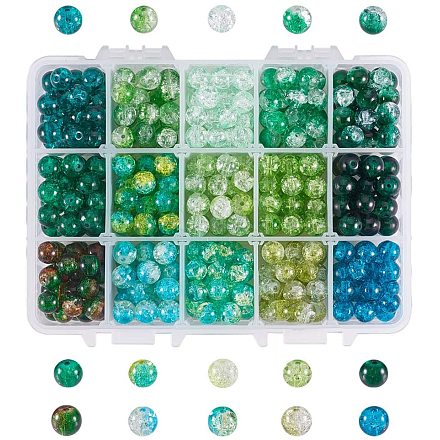 Ensembles de perles en verre craquelé deux tons CCG-PH0003-07-1