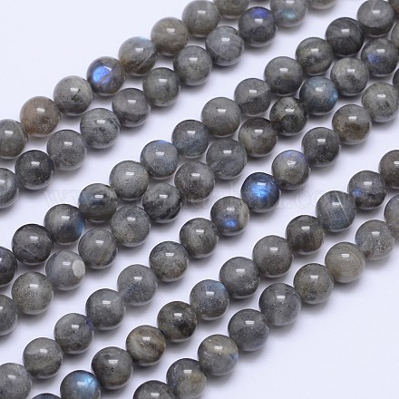 Labradorita natural hebras de perlas reronda G-I156-01-8mm-1