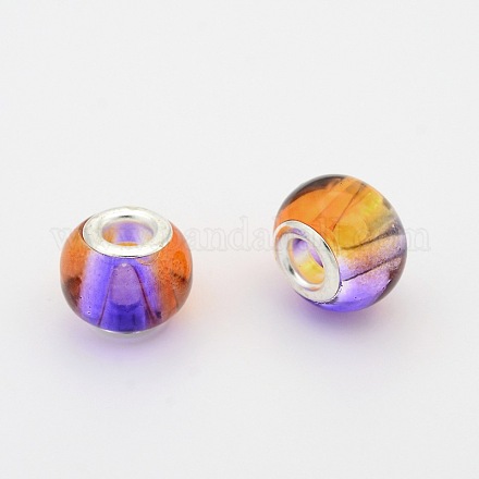 Two Tone Transparent Glass European Beads GPDL-J008-04S-1