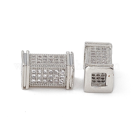 Laiton micro pavé de perles de zircone cubique claires KK-E068-VB457-1