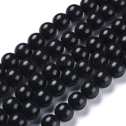 Natürlichen schwarzen Steinperlen Stränge X-G-I288-A02-6mm-1