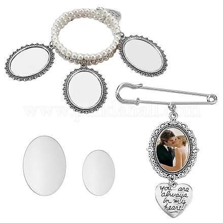 Ensemble de bijoux de bouquet de mariage de perles d'imitation de superfindings BJEW-FH0001-01A-1