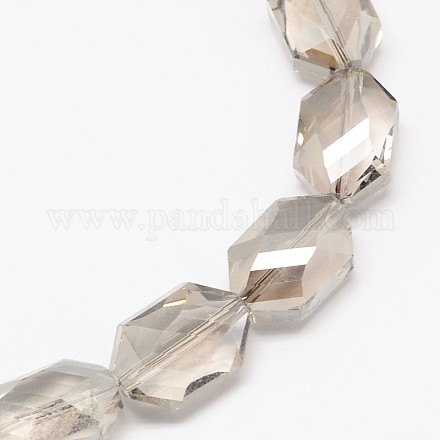 Faceted Hexagon Glass Beads Strands EGLA-F089-02-1