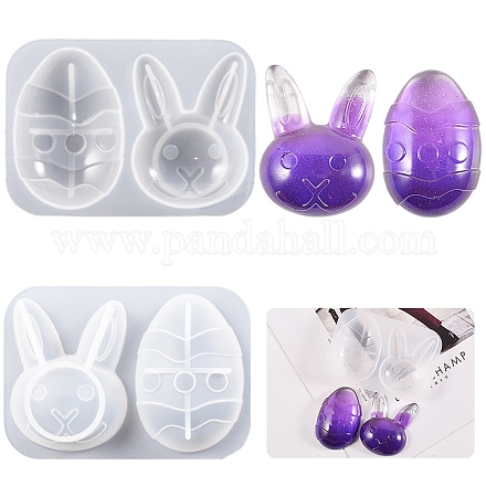 Moldes de silicona para fondant de conejo y huevo de Pascua DIY-G079-04-1
