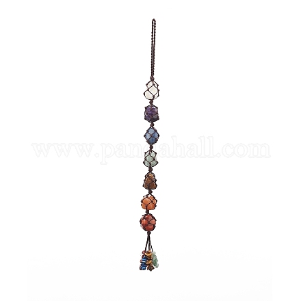 7 décorations suspendues en pierres précieuses de chakra HJEW-JM00805-03-1
