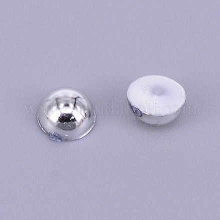 ABSプラスチックパール調ビーズ  半円  銀  2：5x2.5mm  約200個/袋 KY-CJC0003-01I-1