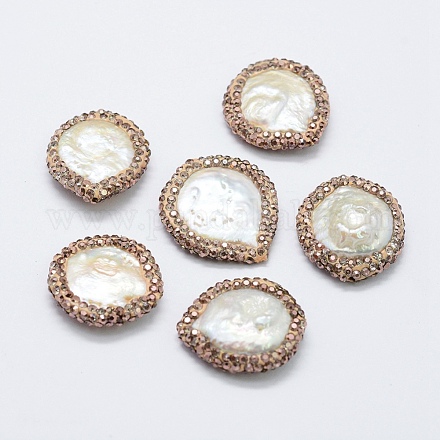 Perlas naturales abalorios de agua dulce cultivadas PEAR-F006-43A-1