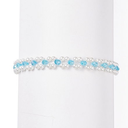 Bracciale con perle di conchiglia e fiore di vetro e perline con cuoricino in ottone BJEW-TA00109-1