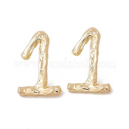 Brass Number Stud Earrings with 925 Sterling Silver Pins for Women EJEW-A077-01A-1