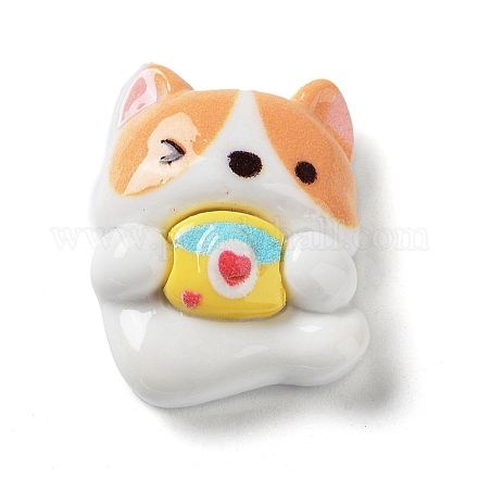 Opaque Cute Dog Resin Cabochons RESI-H152-02A-1