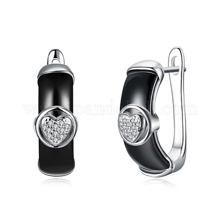 925 Sterling Silver Stud Earrings EJEW-BB30433-BK-1