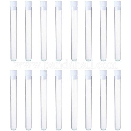 PandaHall 100 Pack Clear Plastic Test Tubes with White Caps 13x102mm for Jewelry Seed Beads Powder Spice Liquid Experiment Birthday Party CON-PH0011-07-1