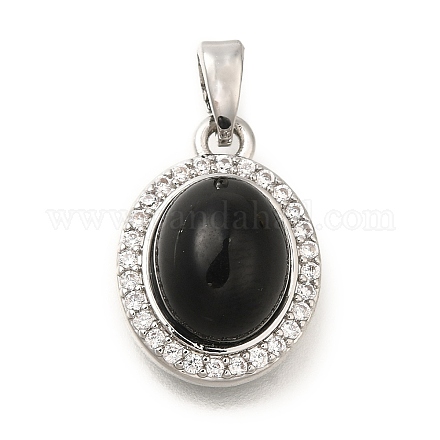 Подвески из латуни микропаве с фианитами и стеклом KK-K388-32P-1