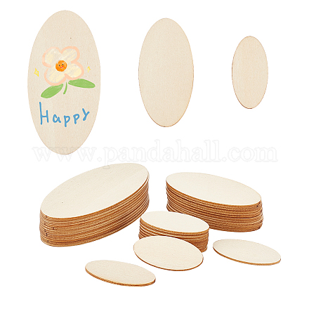 AHANDMAKER 36Pcs Unfinished Wood Cutouts Unfinished Wood Oval Slices Oval Wood Embellishments Unfinished Oval Wood Shapes Pieces for Crafts DIY Christmas Ornaments WOOD-WH0030-34-1