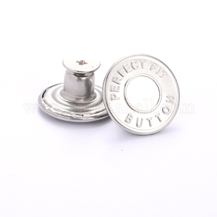 ジーンズ用合金ボタンピン  航海ボタン  服飾材料  単語の丸  プラチナ  17mm PURS-PW0009-01J-01P-1