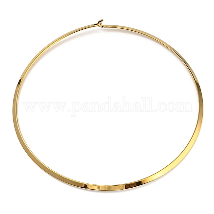真空メッキ 202 ステンレススチールチョーカーネックレス  女性のための硬いネックレス  ゴールドカラー  内径：5.51インチ（14cm） NJEW-H011-04G-1