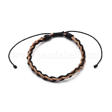 Bracelets de cordons en cuir de vachette tressés réglables unisexes BJEW-JB05393-05-1