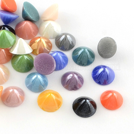Pearlized Plated Opaque Glass Cabochons PORC-S482-01-1