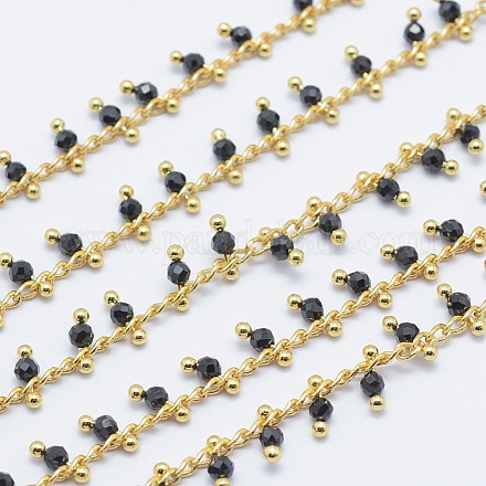 Chaînes de perles faites main en agate noire naturelle CHC-P003-11F-1