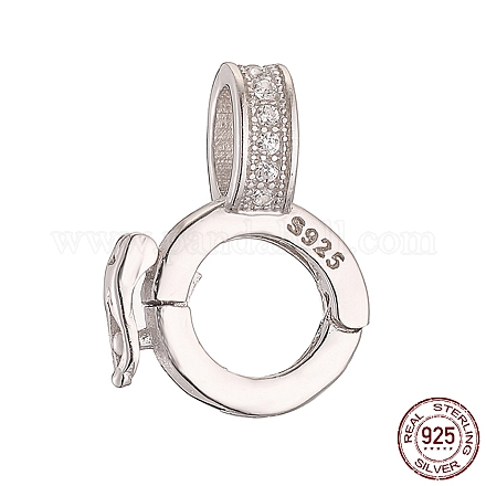 Rhodium Plated 925 Sterling Silver Micro Pave Clear Cubic Zirconia Twister Clasps STER-K176-13P-1