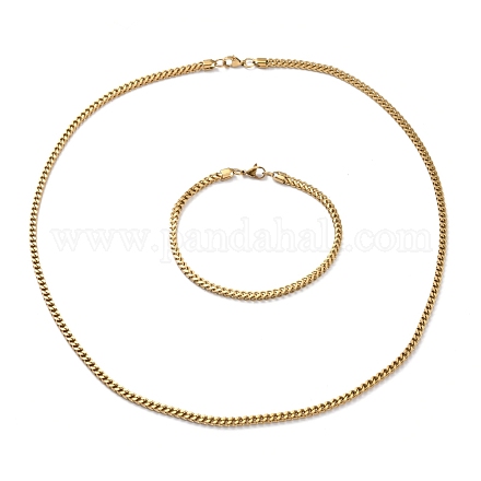 304 chaînes de corde en acier inoxydable bracelets et colliers ensembles de bijoux SJEW-I206-03A-G-1