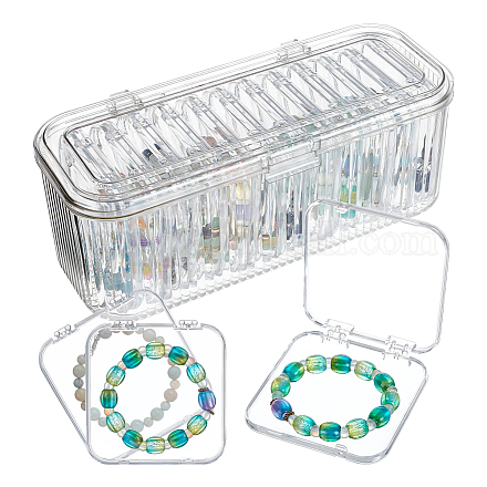 Rechteckige Armreif-Organizerboxen aus Kunststoff CON-WH0107-91-1