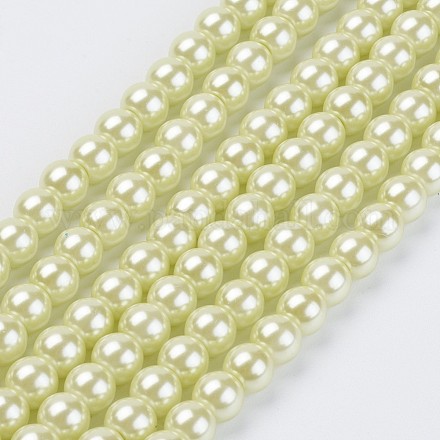 Eco-Friendly Dyed Glass Pearl Beads Strands HY-A008-6mm-RB044-1