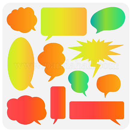 FINGERINSPIRE Speech Bubble Painting Stencil 11.8x11.8 inch Reusable Plastic Speech Balloons Craft Stencils Hollow Out Clouds Shape Bubble Drawing Stencil Template for Wall DIY-WH0391-0101-1