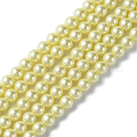 Hebras redondas de perlas de vidrio teñido ecológico HY-A008-6mm-RB012-1