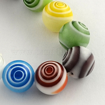 Handmade Millefiori Glass Round Beads Strands LK-R004-92-1