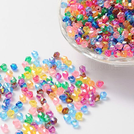 Bicone AB Color Plated Eco-Friendly Transparent Acrylic Beads TACR-A003-6mm-M-1