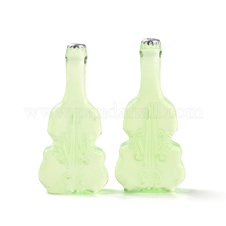 バイオリンの形をしたダミーのワインボトル 樹脂カボション  芝生の緑  36.5x17x8mm RESI-E025-01C-1