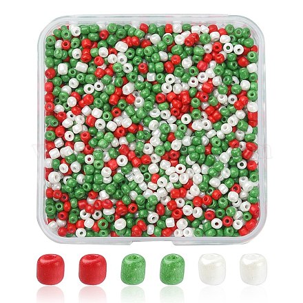 55.5g 3 couleurs de perles de rocaille de verre de peinture de cuisson SEED-YW0002-27-1